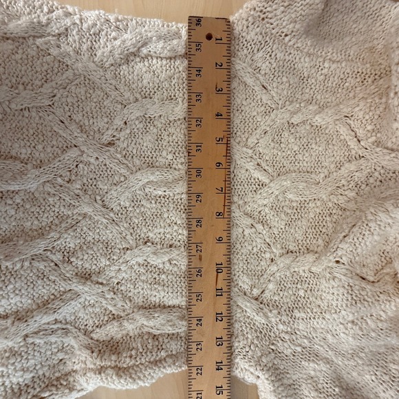 Sleeping on Snow Anthropologie Cream Cable Knit Cowl Neck Sweater Dress XS y2k - Picture 3 of 6